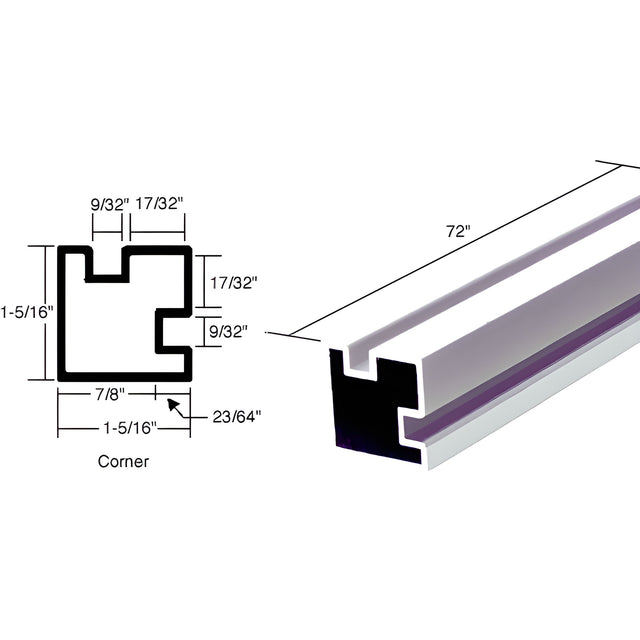 CRL Buffed Brite Anodized 72" Corner Post Extrusion