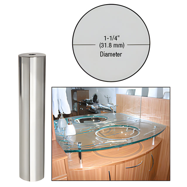 CRL Chrome 1-1/4" Diameter by 6" Standoff Base