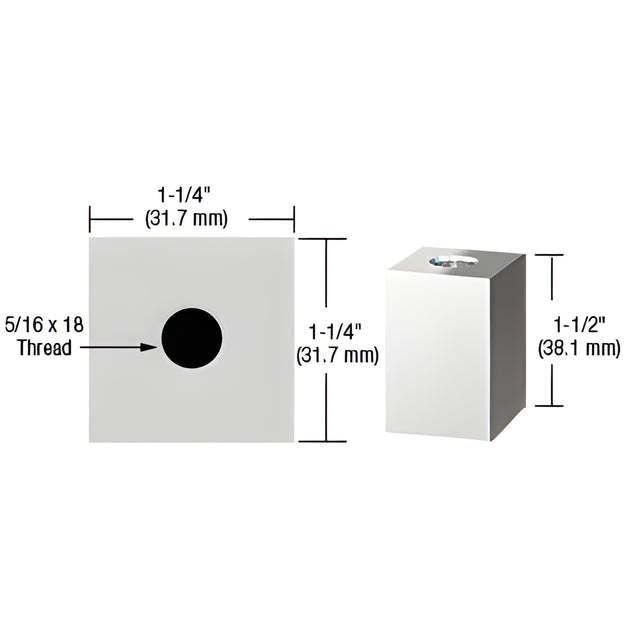 CRL Chrome 1-1/4" Square Standoff Base 1-1/2" in Length