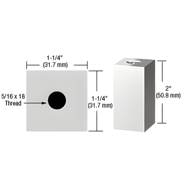 CRL Chrome 1-1/4" Square Standoff Base 2" in Length