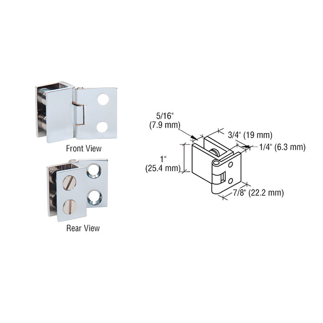 CRL Chrome 1" Wall Mount Set Screw Hinge