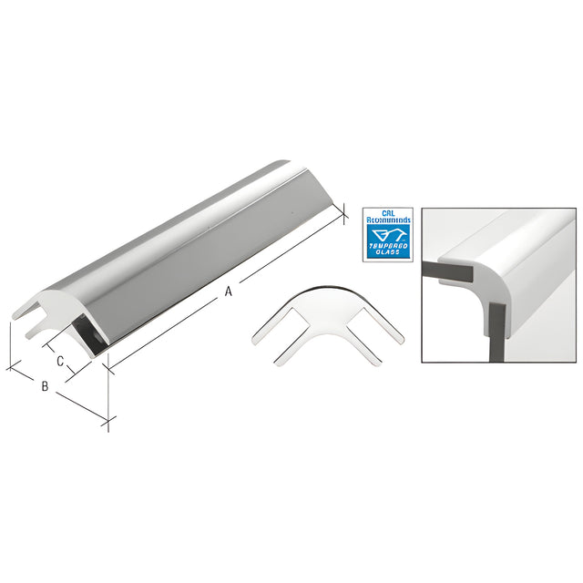 CRL Chrome 14-3/4" Long Bar Deluxe Glass Furniture Connector for 1/2" Glass