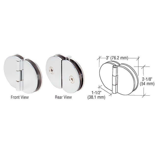 CRL Chrome 180 Degree Glass-to-Glass Cabinet Hinge
