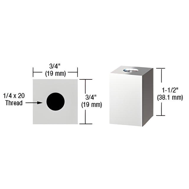 CRL Chrome 3/4" Square Standoff Base 1-1/2" Long