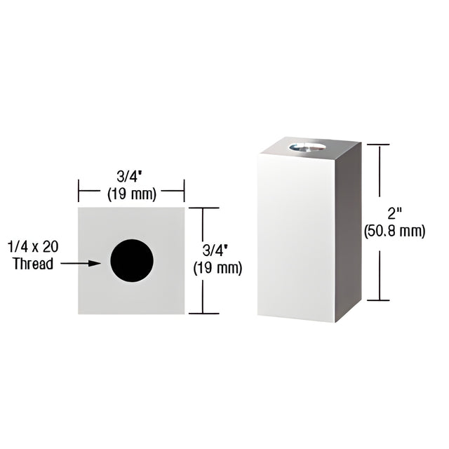CRL Chrome 3/4" Square Standoff Base 2" Long