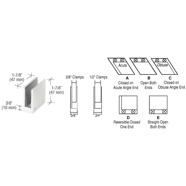 CRL Chrome 3/8" 90 Degree Straight Open Center Clamps Type 'E' Stair and Walkway Railings