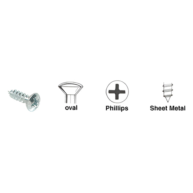 CRL Chrome 6 x 1/2" Oval Head Phillips Tapping Sheet Metal Screws