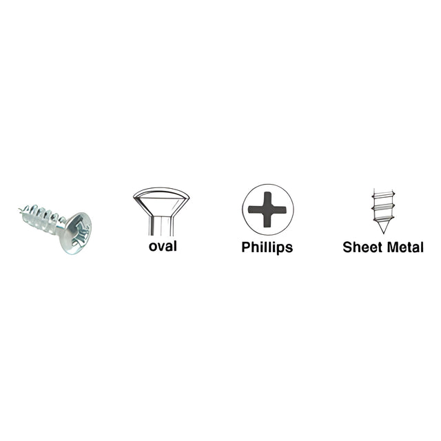 CRL Chrome 8 x 3/8" Oval Head Phillips Sheet Metal Screws