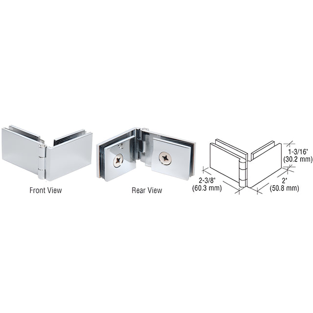 CRL Chrome 90 Degree Glass-to-Glass Showcase Hinge