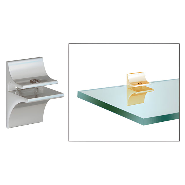 CRL Chrome Anodized Aluminum Display Shelf Bracket for 3/16" to 1/4" Glass