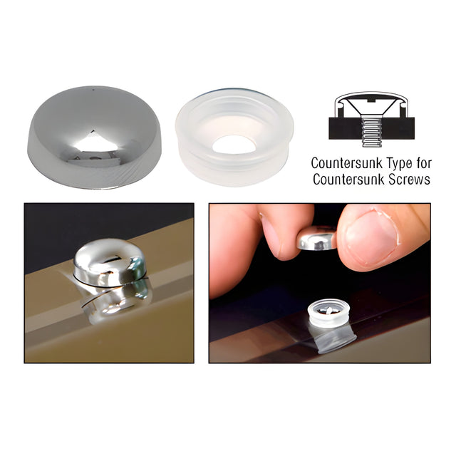 CRL Chrome Countersunk Small Snap Cap Screw Covers