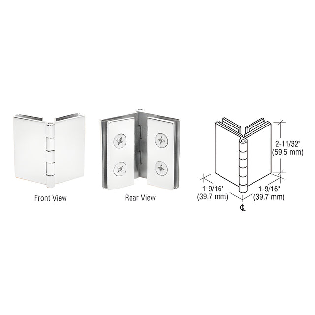 CRL Chrome Double Glass-to-Glass 90 Degree Return Hinge