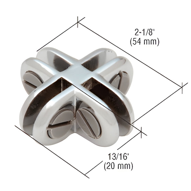 CRL Chrome Four-Way 90 Degree Display Connector