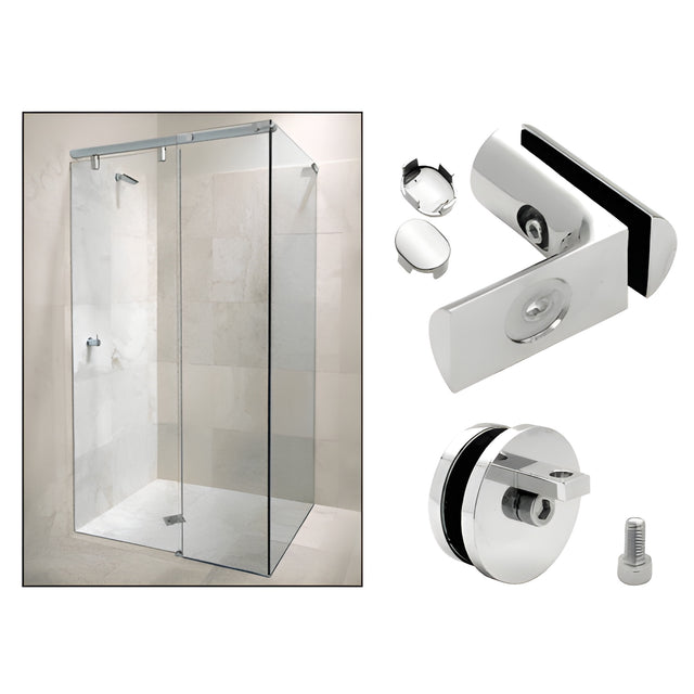 CRL Chrome Hydroslide 90 Degree Wall-to-Glass Sliding Shower Door Accessory Kit