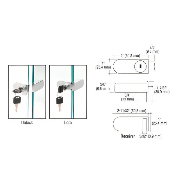 CRL Chrome Keyed Alike No-Drill Showcase Lock