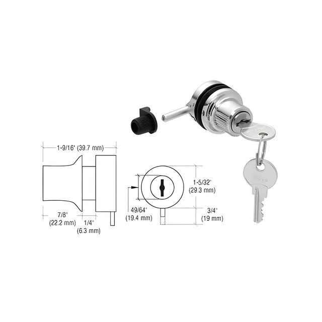 CRL Chrome Keyed Alike Thru-Glass Plunger Lock