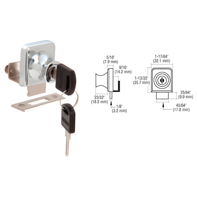 CRL Chrome Lock for 3/8" Glass Door - Keyed Alike