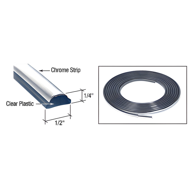CRL Chrome Locking Strip for 1973-1990 Chevy/GMC Truck Windshield - 16' Roll