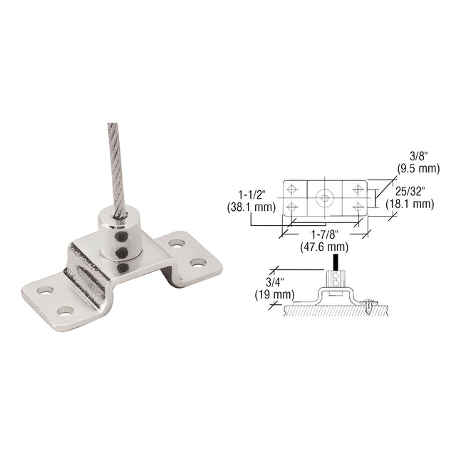CRL Chrome Plated Fixed Base Floor Fitting for Cable Display System