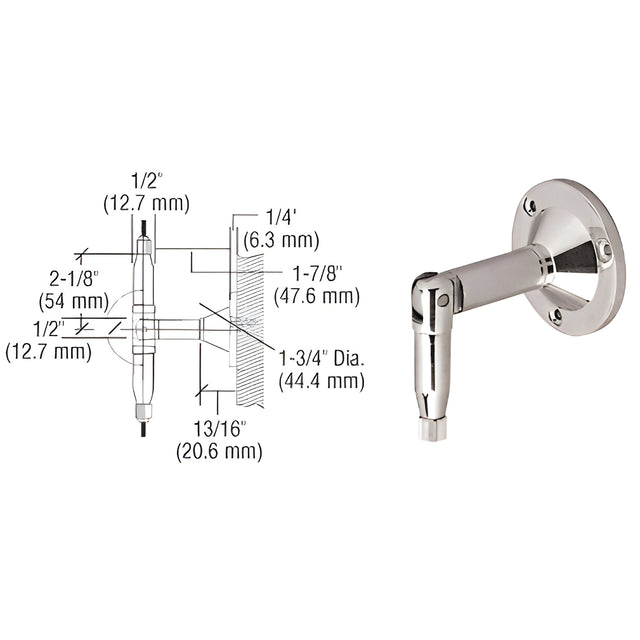 CRL Chrome Plated Hanger Pipe Base Fittings for Cable Display System