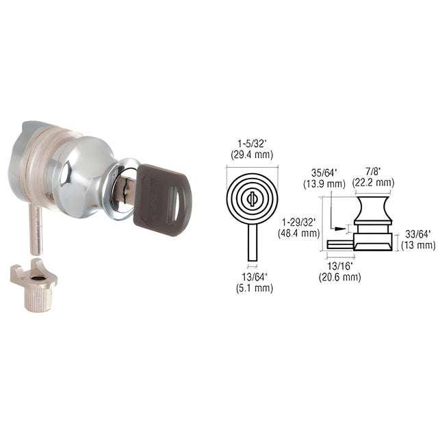 CRL Chrome Plunger Lock for 3/8" Glass