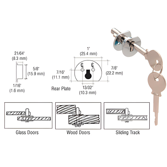 CRL Chrome Randomly Keyed Universal Plunger Lock