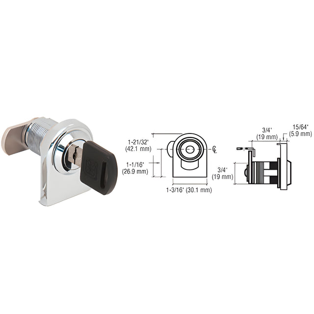 CRL Chrome Round Top Swinging Glass Door Lock - Keyed Alike