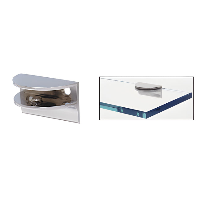 CRL Chrome Rounded Interior Shower Shelf Clamp with Support Leg