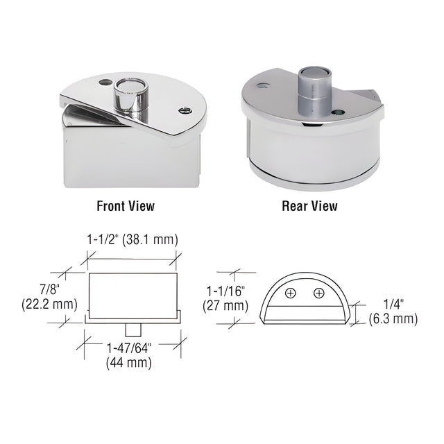 CRL Chrome Showcase Pivot Hinges for 1/4" Glass