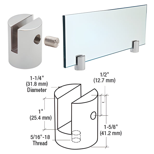 CRL Chrome Slot Mount Standoff for 1/2" Panels