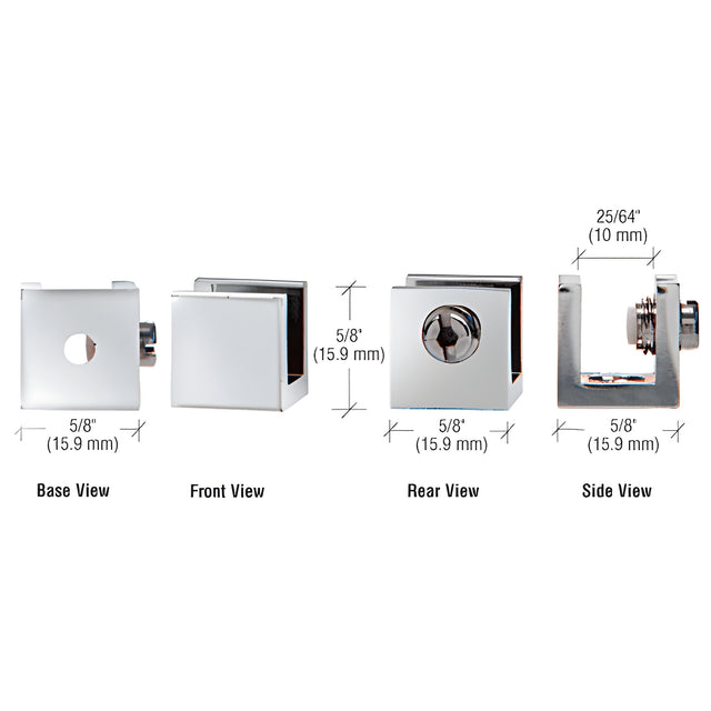 CRL Chrome Small Set Screw Clamp for 1/4" to 5/16" Glass - 10/Pk