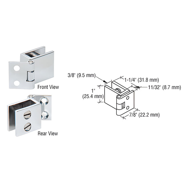 CRL Chrome Small Set Screw Hinge for 1/4" to 5/16" Glass