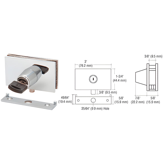CRL Chrome Square Plunger Lock with Strike - Randomly Keyed