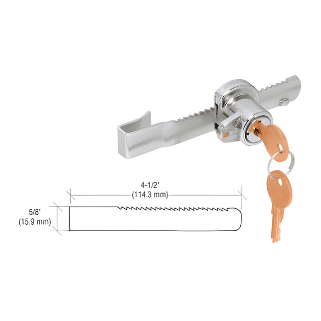 CRL Chrome "Tamper Proof" Sliding Glass Door Lock with Standard Ratchet Bar