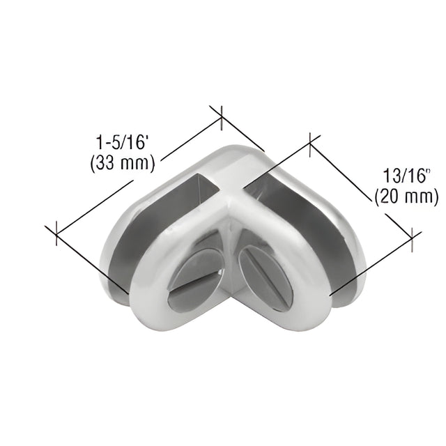 CRL Chrome Two-Way 90 Degree Display Connector