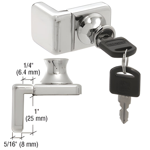 CRL Chrome UV Glass Door Lock for Inset Doors - Keyed Alike
