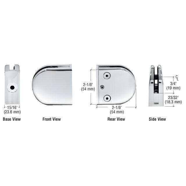CRL Chrome Z-Series Round Type Flat Base Zinc Clamp for 1/4" and 5/16" Glass