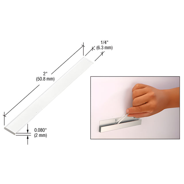 CRL Clear .080" x 1/4" x 2" Plastic Setting Blocks
