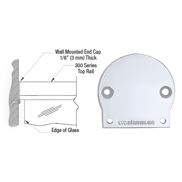 CRL Clear Anodized 300 Series Wall Mount End Cap