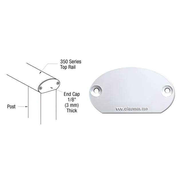 CRL Clear Anodized 350X Series Decorative End Cap
