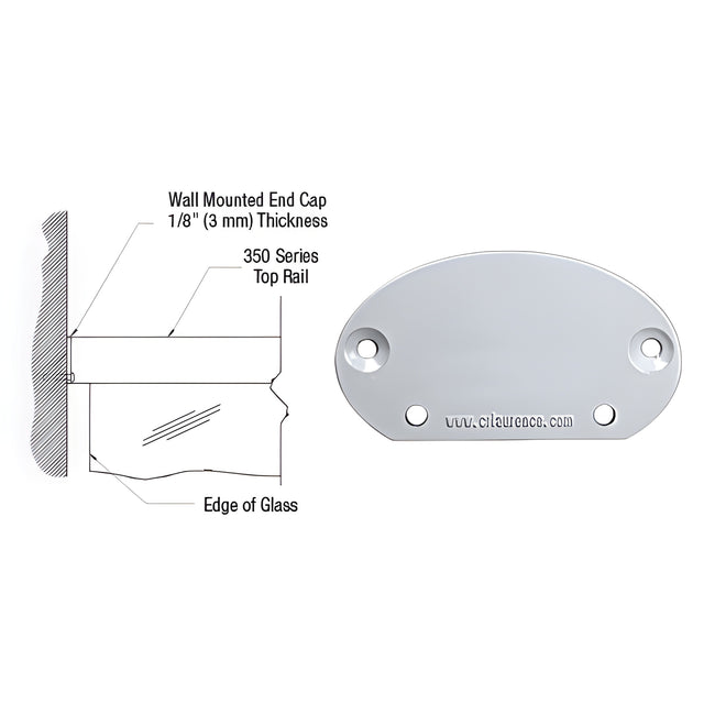 CRL Clear Anodized 350X Series Wall Mount End Cap