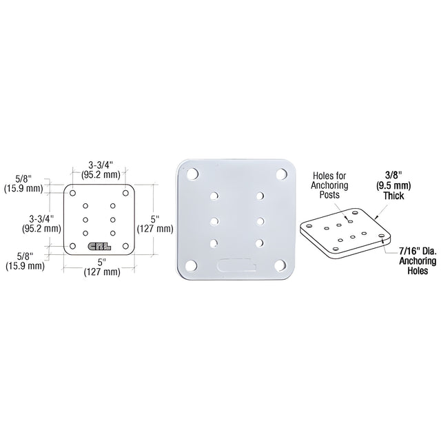 CRL Clear Anodized 5" x 5" Square Base Plate