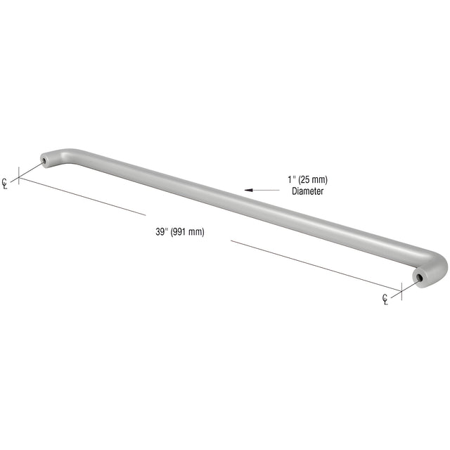 CRL Clear Anodized Astral II Solid Push Bars for 42" Single Acting Offset Door