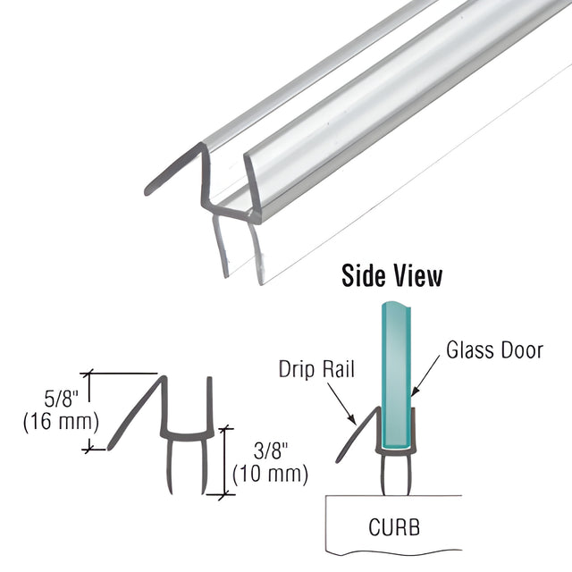 CRL Clear Co-Extruded Bottom Wipe with Drip Rail for 5/16" Glass