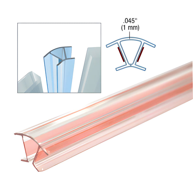 CRL Clear Copolymer Strip for 135º Glass-to-Glass Joints - 1/2" (12mm) Tempered Glass
