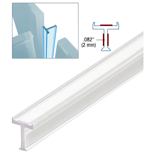 CRL Clear Copolymer Strip for T-Joint Junctions Where 3 Glass Panels Meet - 1/2" (12mm) Tempered Glass