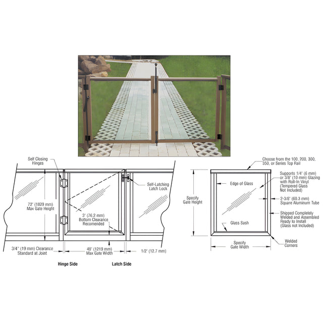 CRL Custom 300 Series Aluminum Railing Gate for Glass
