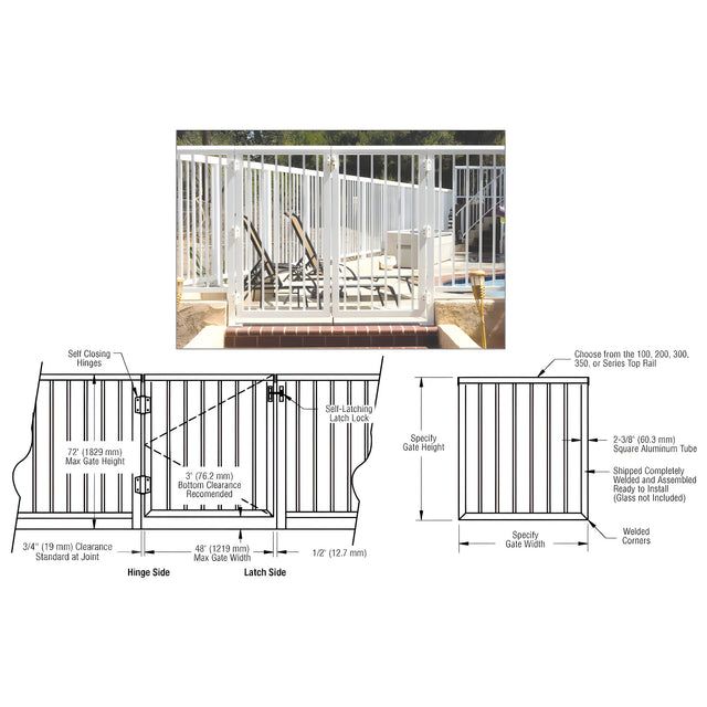 CRL Custom 350 Series Aluminum Railing Gate With Picket