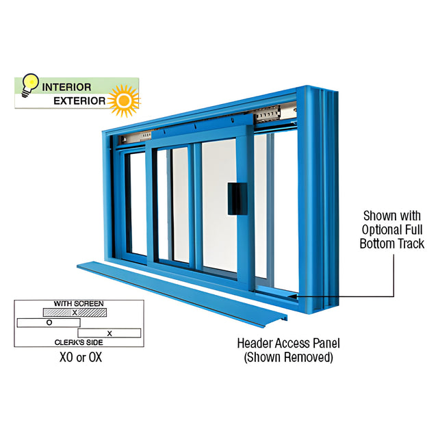CRL Custom Color Powder Painted DW Series Manual Deluxe Sliding Service Window OX or XO with Screen