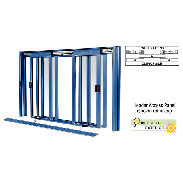 CRL Custom Color Powder Painted DW Series Manual Deluxe Sliding Service Window XOX with Screen